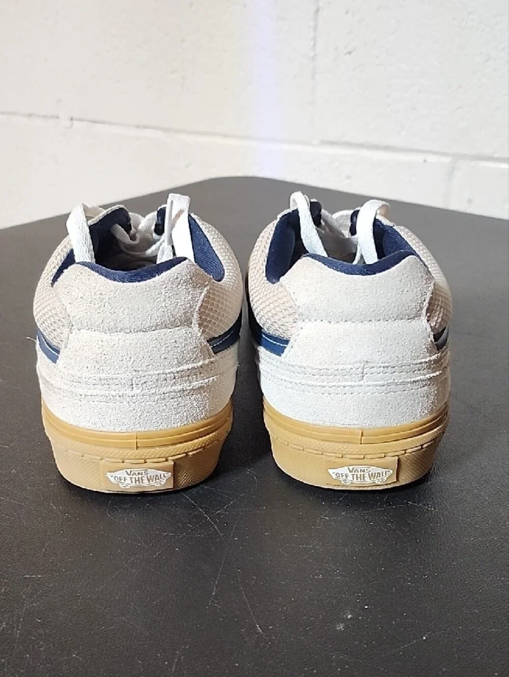 Vans Old Skool Suade Cream and Blue Casual Sneakers with Gum Sole
